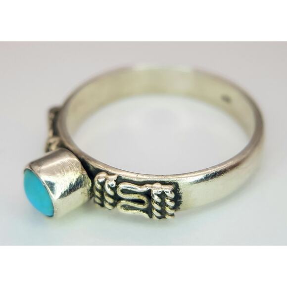 Vintage Sterling Silver Turquoise Snake Ring Size 8.5 - Picture 4 of 7
